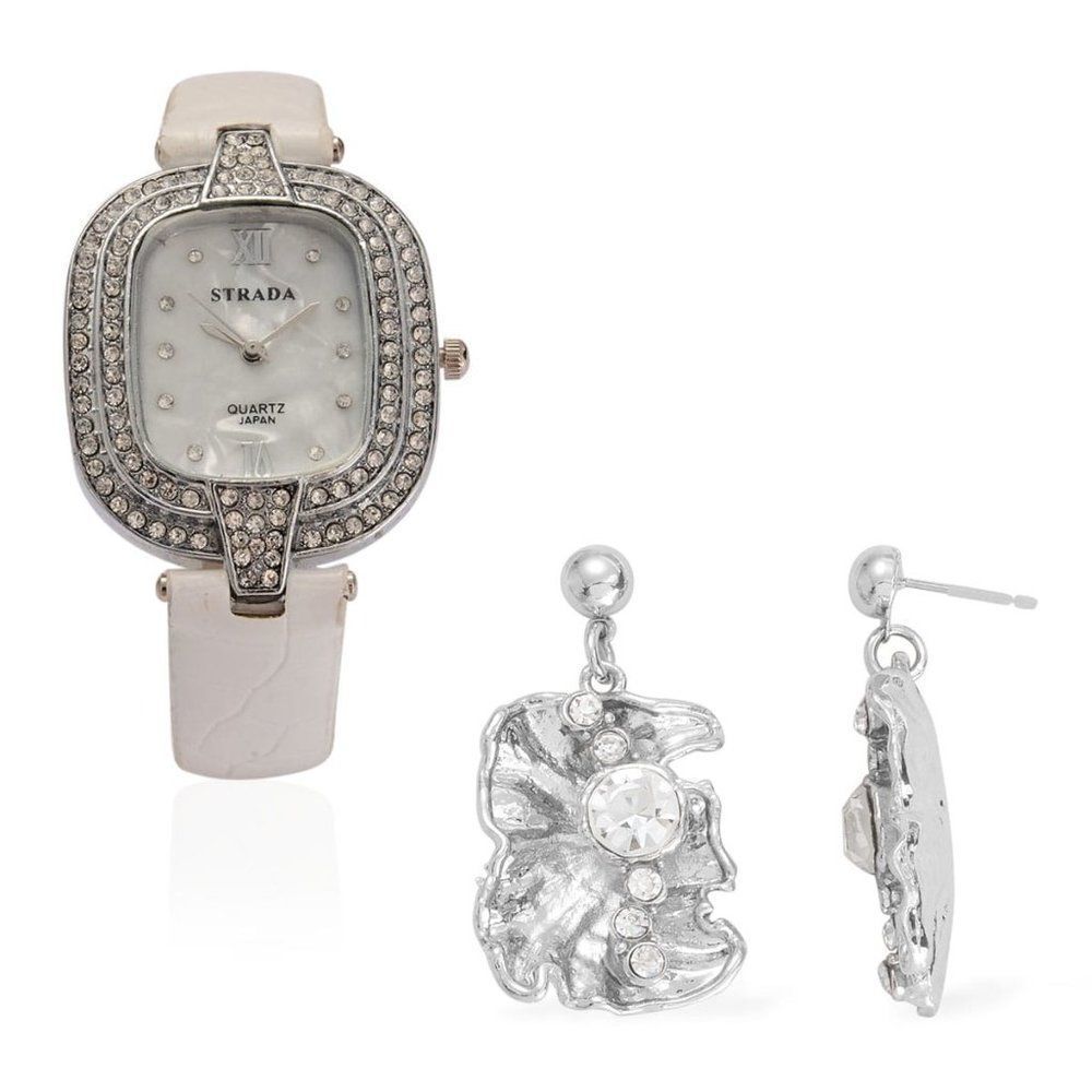 STRADA Austrian Crystal Watch with Earrings
